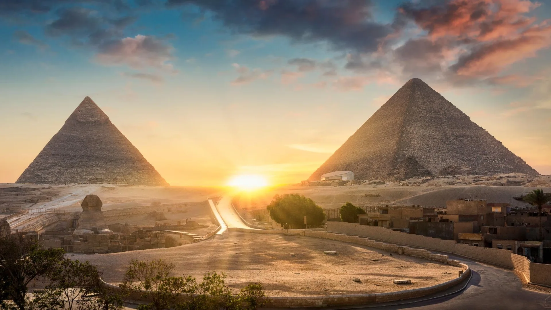 Cairo pyramids and desert landscape